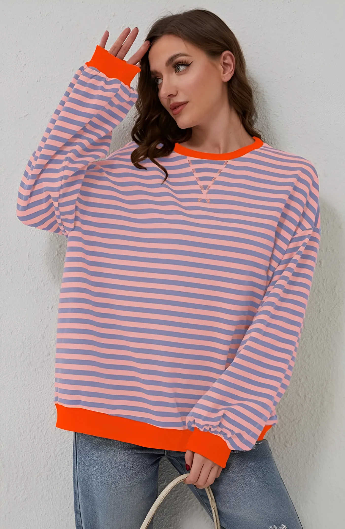 Ivyshape | Classic Oversized Striped Shirt