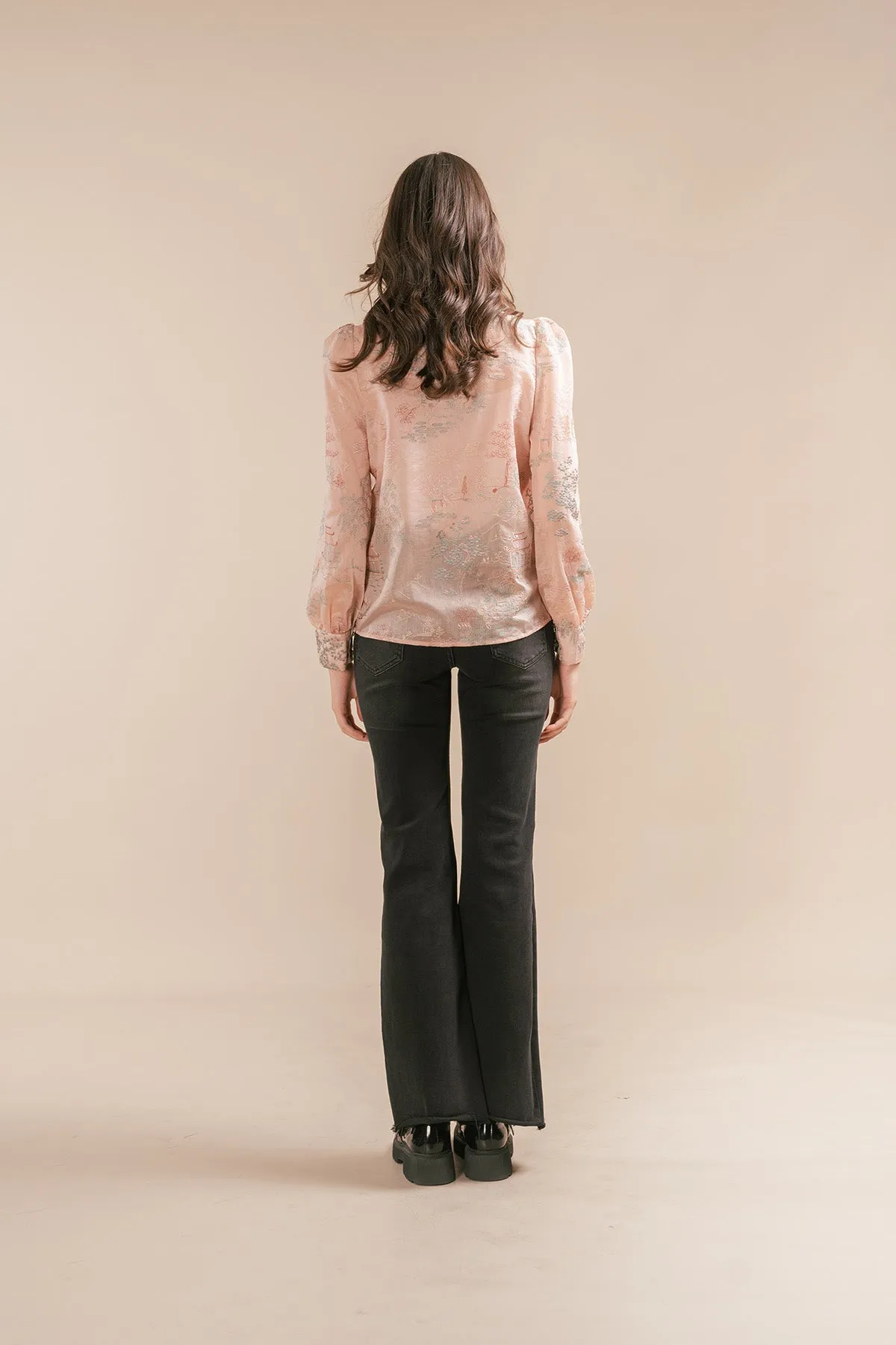 Kailin Sheer Embroidered Chinese Style Blouse