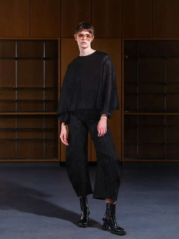 Keyhole Silk Blouse - Black