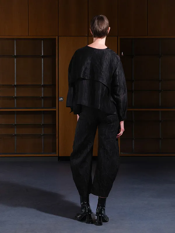 Keyhole Silk Blouse - Black