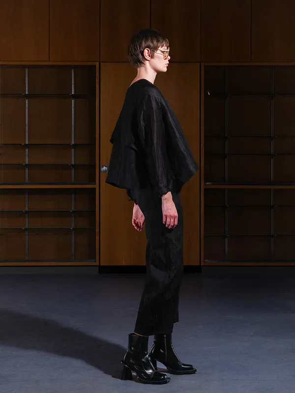 Keyhole Silk Blouse - Black