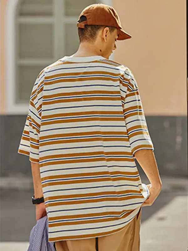 Khaki Striped Oversized T-Shirt