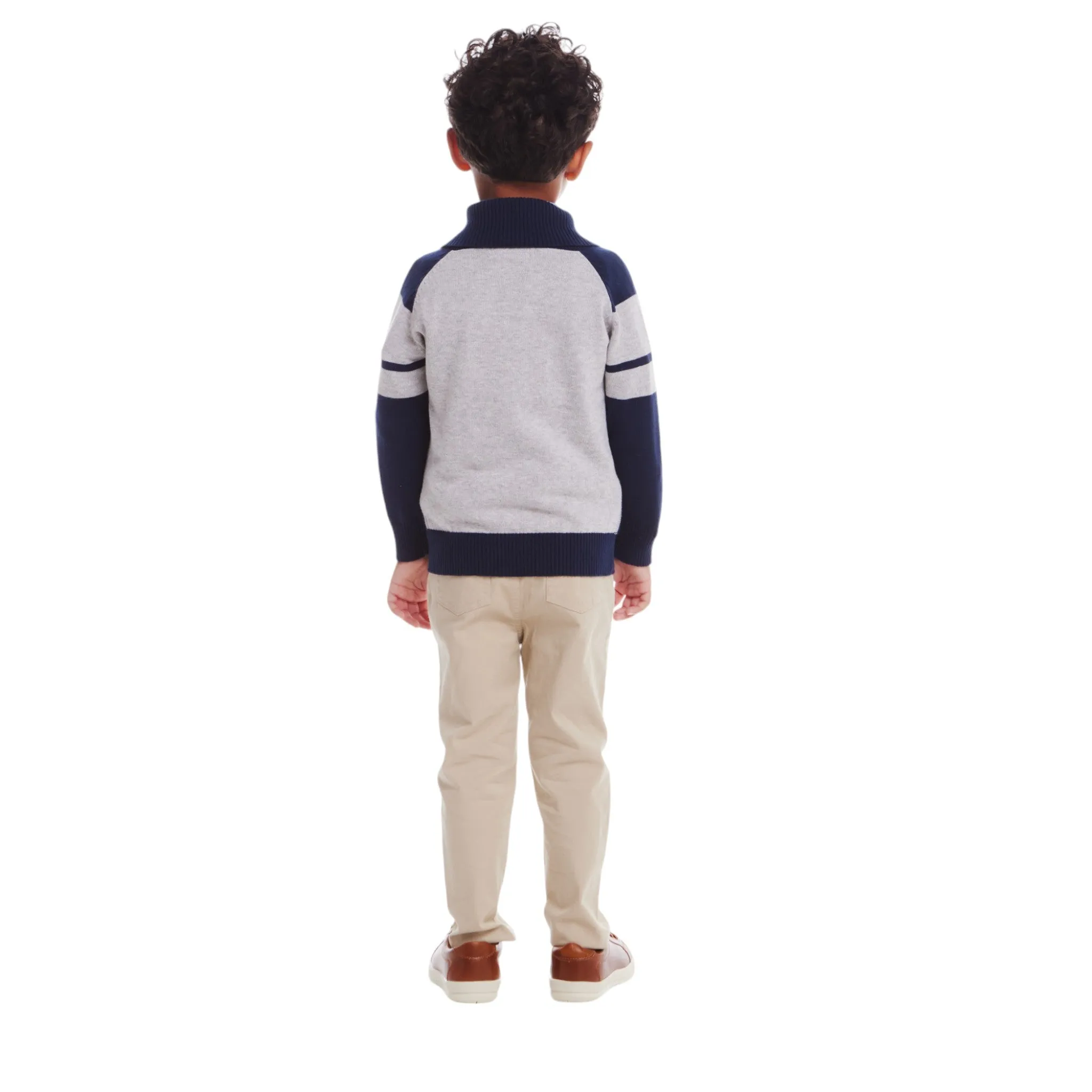 Kids Shawl Cardigan & Pant Set | Navy Heather Grey
