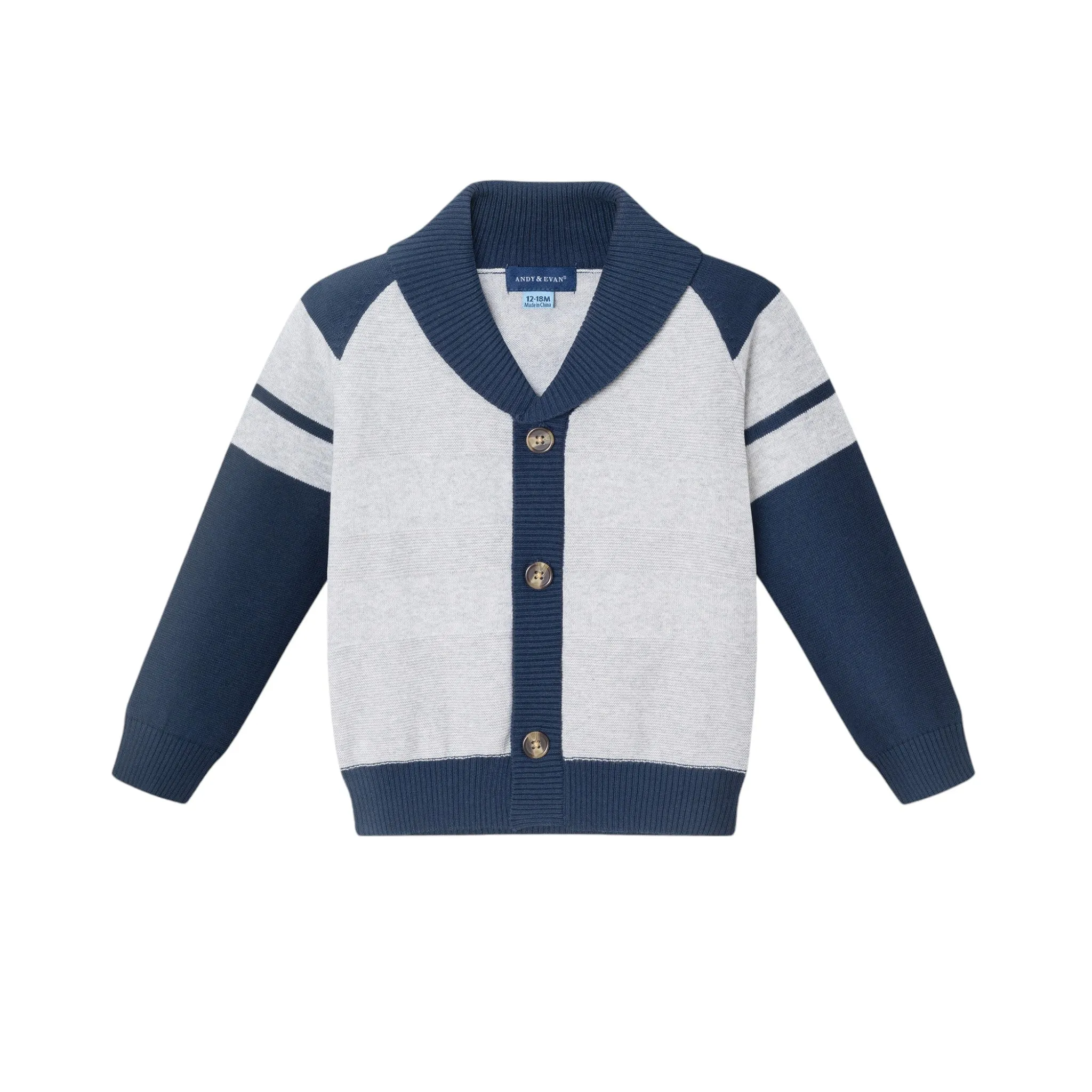 Kids Shawl Cardigan & Pant Set | Navy Heather Grey
