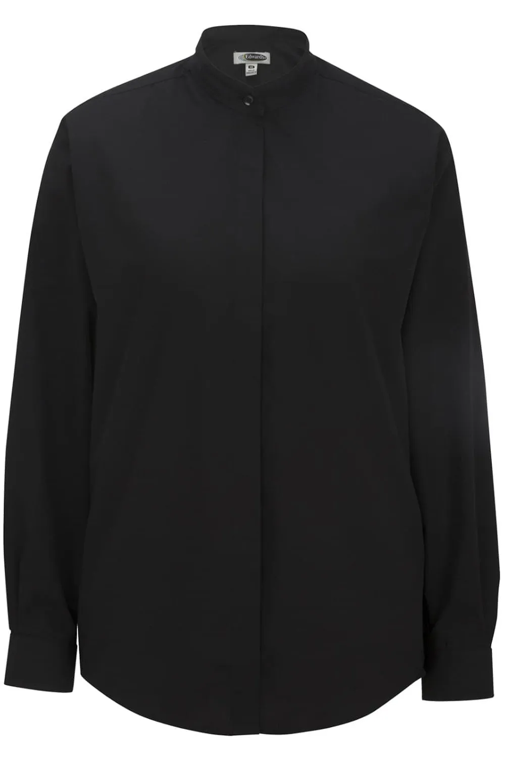 Ladies' Black Banded Collar Broadcloth Shirt