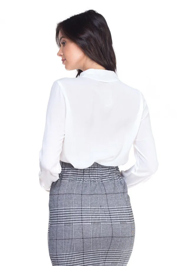 Ladies White Ruffle Sheer Blouse