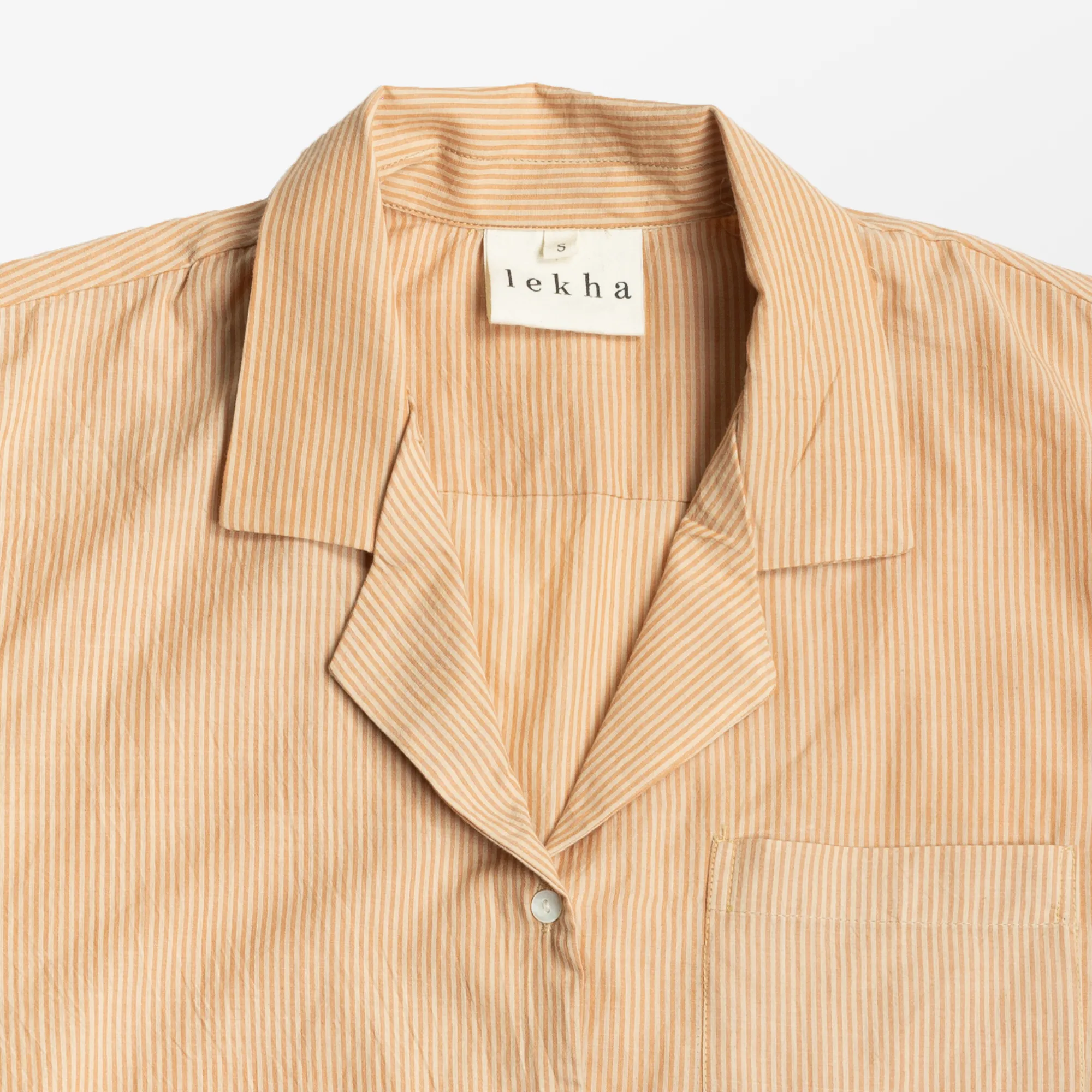 Lekha Unisex Camp Shirt - Coral Stripe