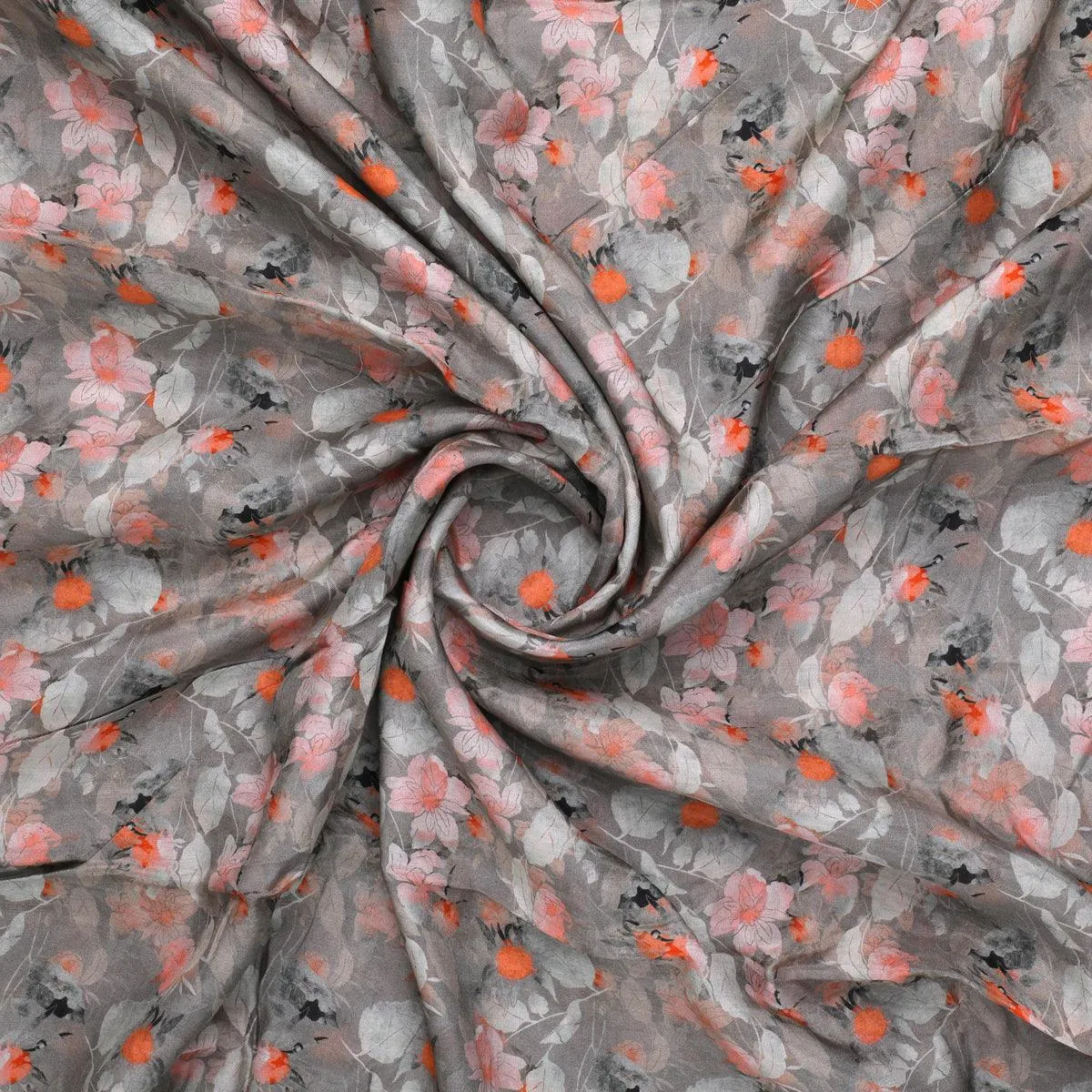 Light Pink Floral Pure Muslin Printed Fabric Material