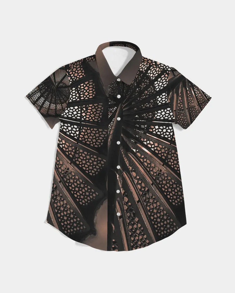 Lighthouse Fibonacci Spiral Beauty Women's Short Sleeve Button Up