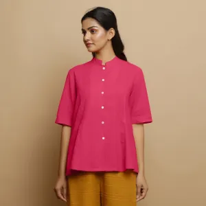 Lilac Mangalgiri Cotton Hand-Embroidered Godet Top