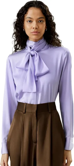LilySilk Womens Pure Silk Shirt Ladies 22MM Mulberry Silk Bow Tie Blouse with Turtleneck Ribbon Versatile Casual Work