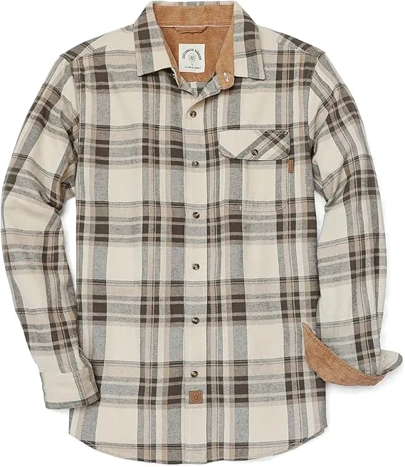 Men's Brushed Cotton Long Sleeve Green Flannel Shirt