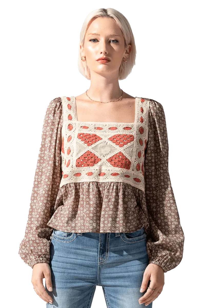 Miss Me Ditzy Floral Crochet Top