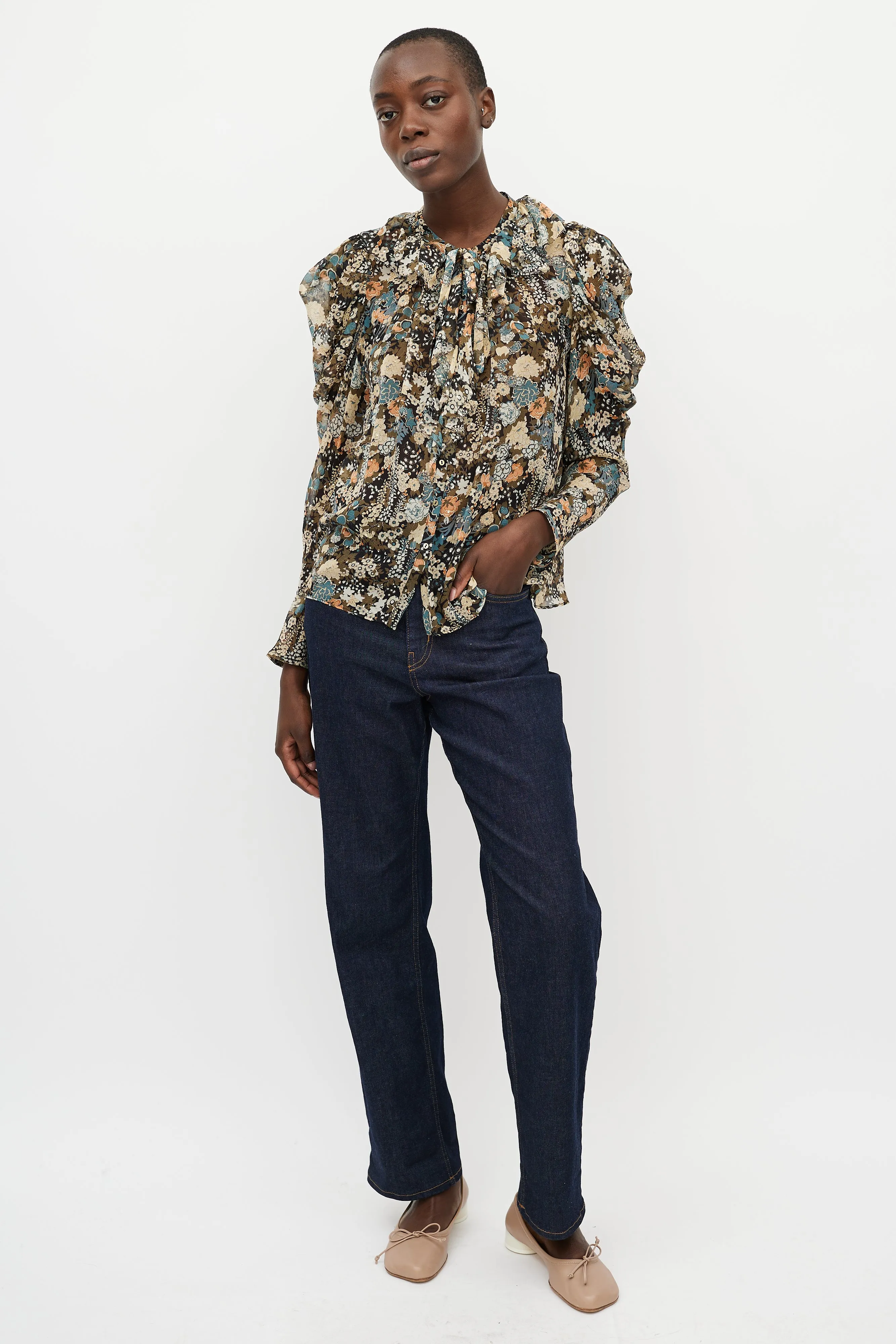 Multicolour Printed Sheer Blouse