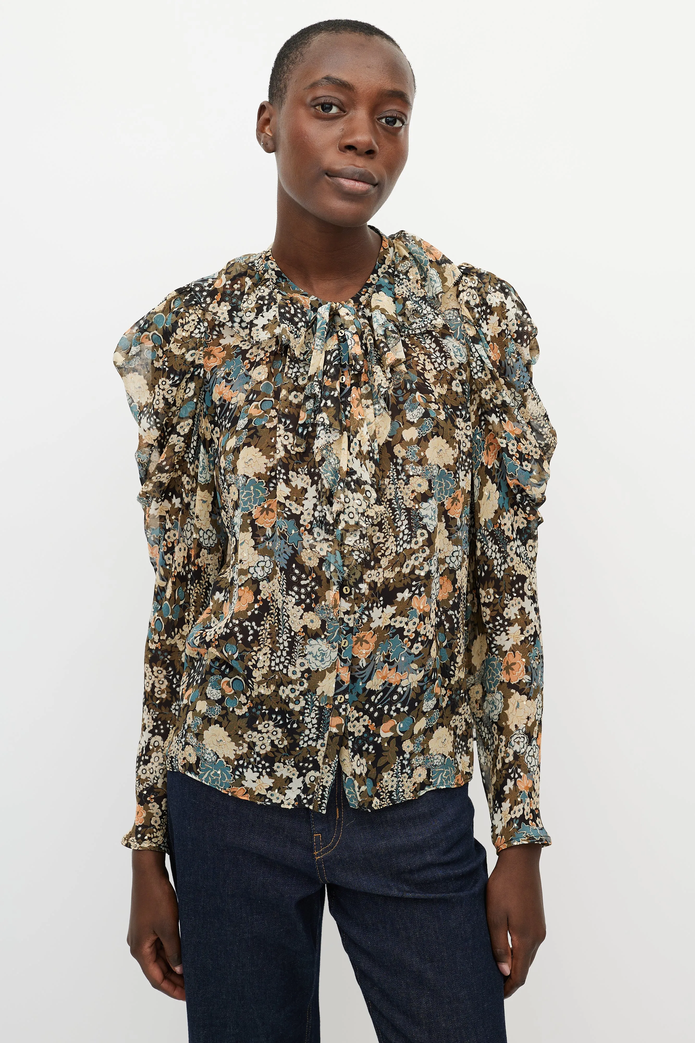 Multicolour Printed Sheer Blouse