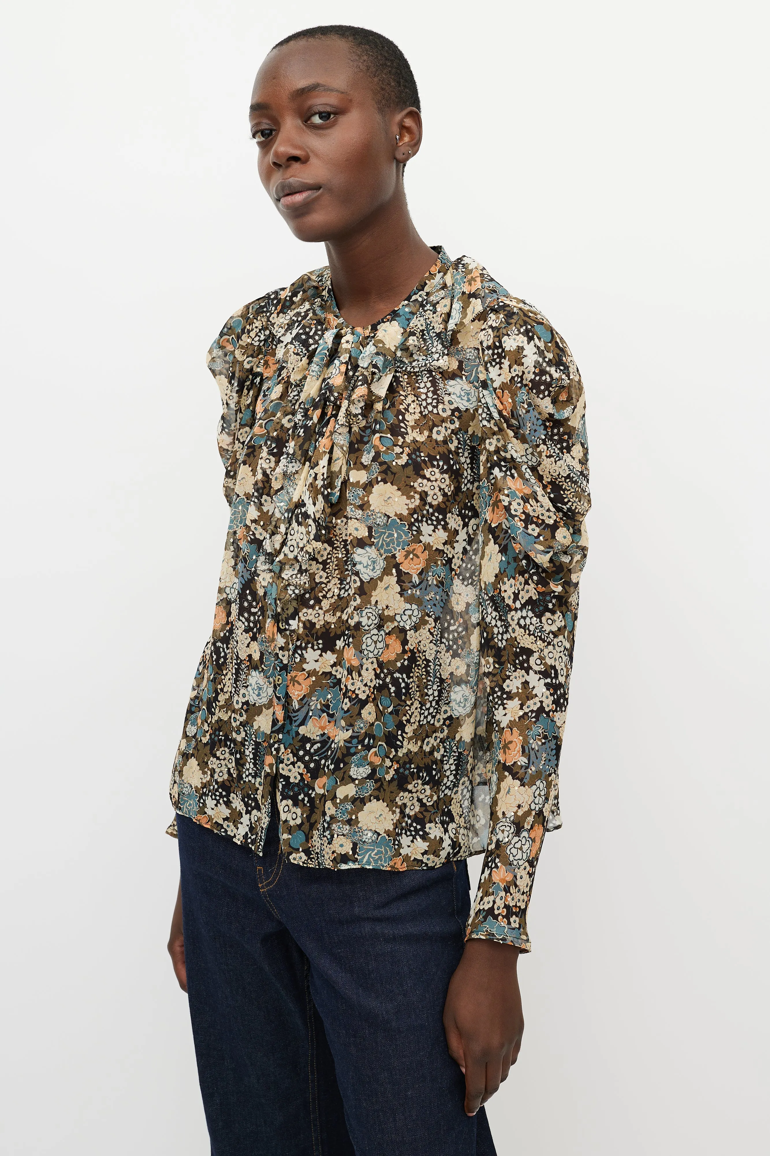 Multicolour Printed Sheer Blouse