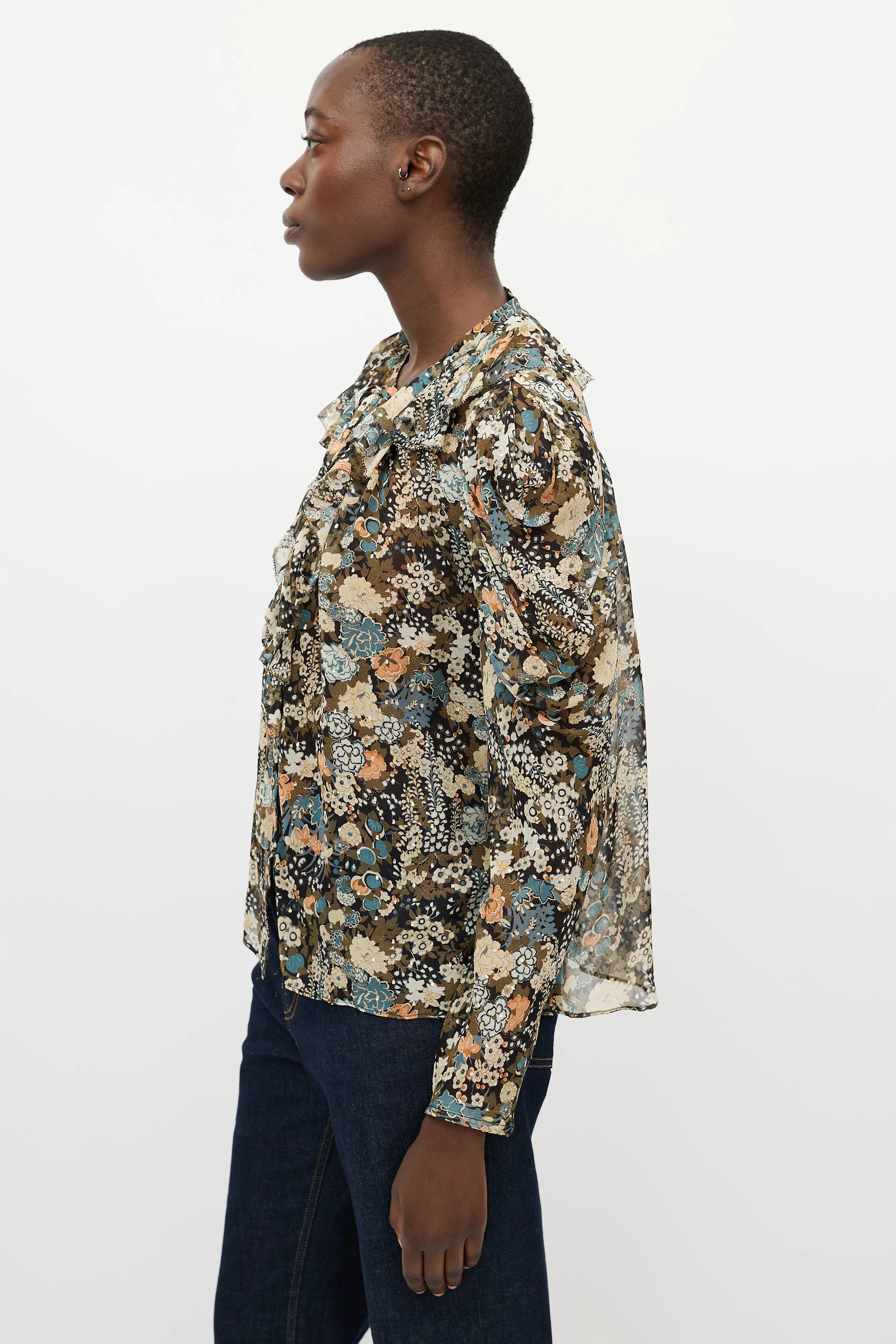 Multicolour Printed Sheer Blouse
