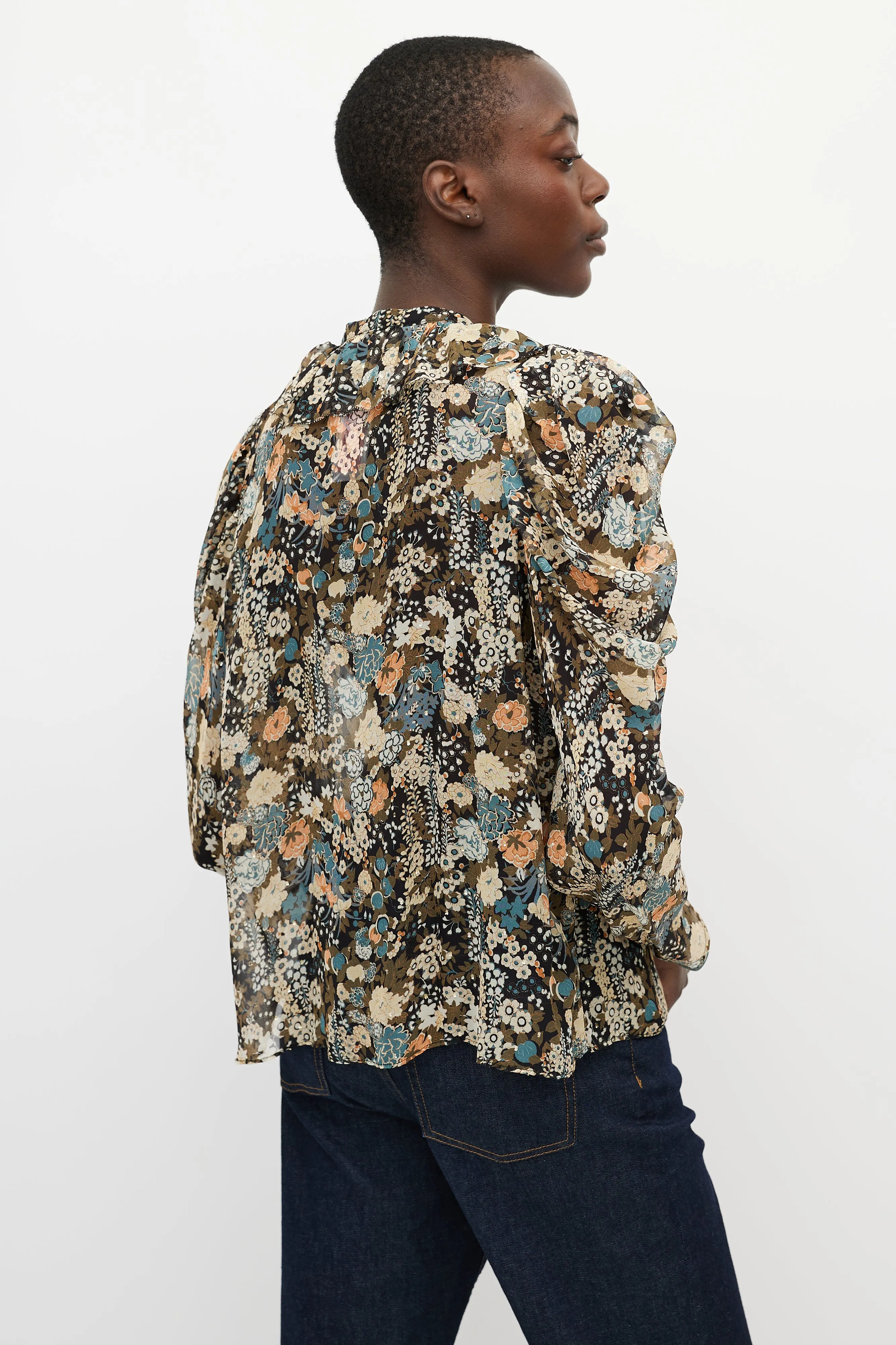 Multicolour Printed Sheer Blouse