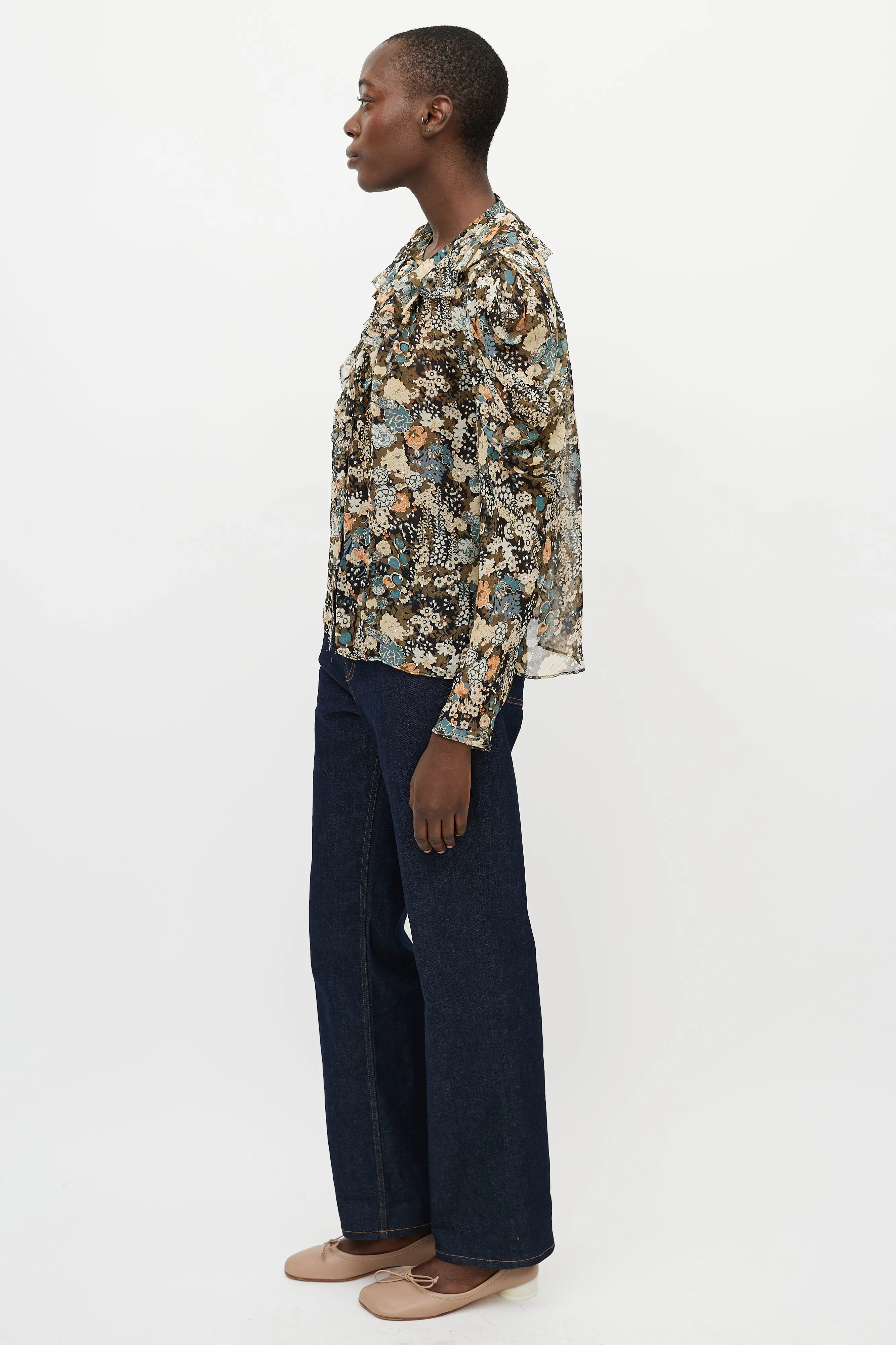 Multicolour Printed Sheer Blouse