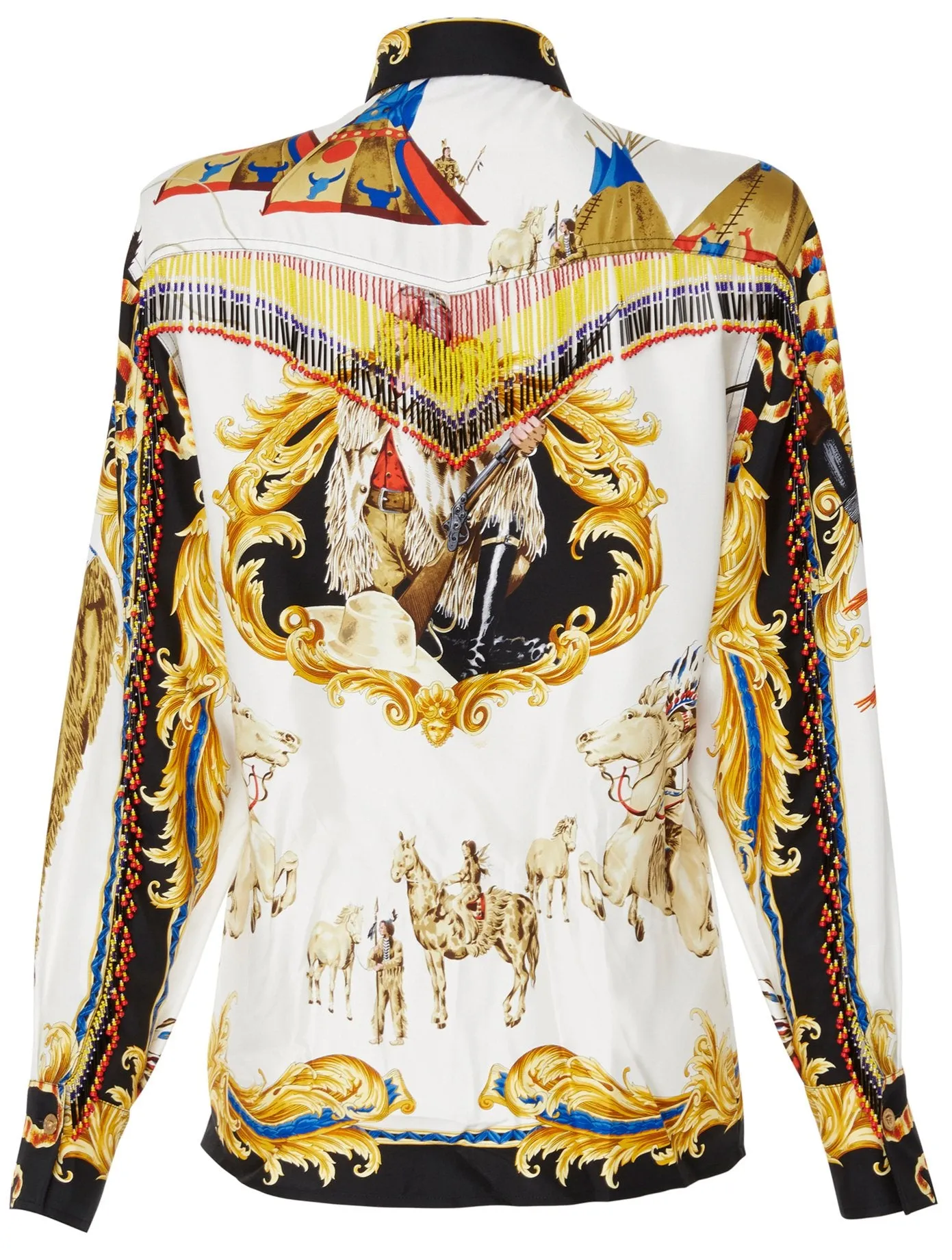 Native-Print Bead-Fringed Shirt