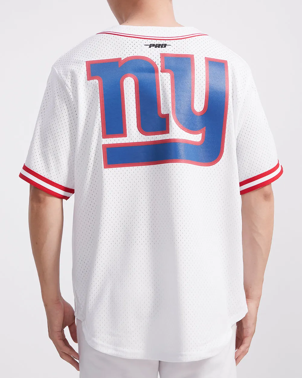 NFL NEW YORK GIANTS LOGO CLASSIC MESH BUTTON UP SHIRT (WHITE/RED)