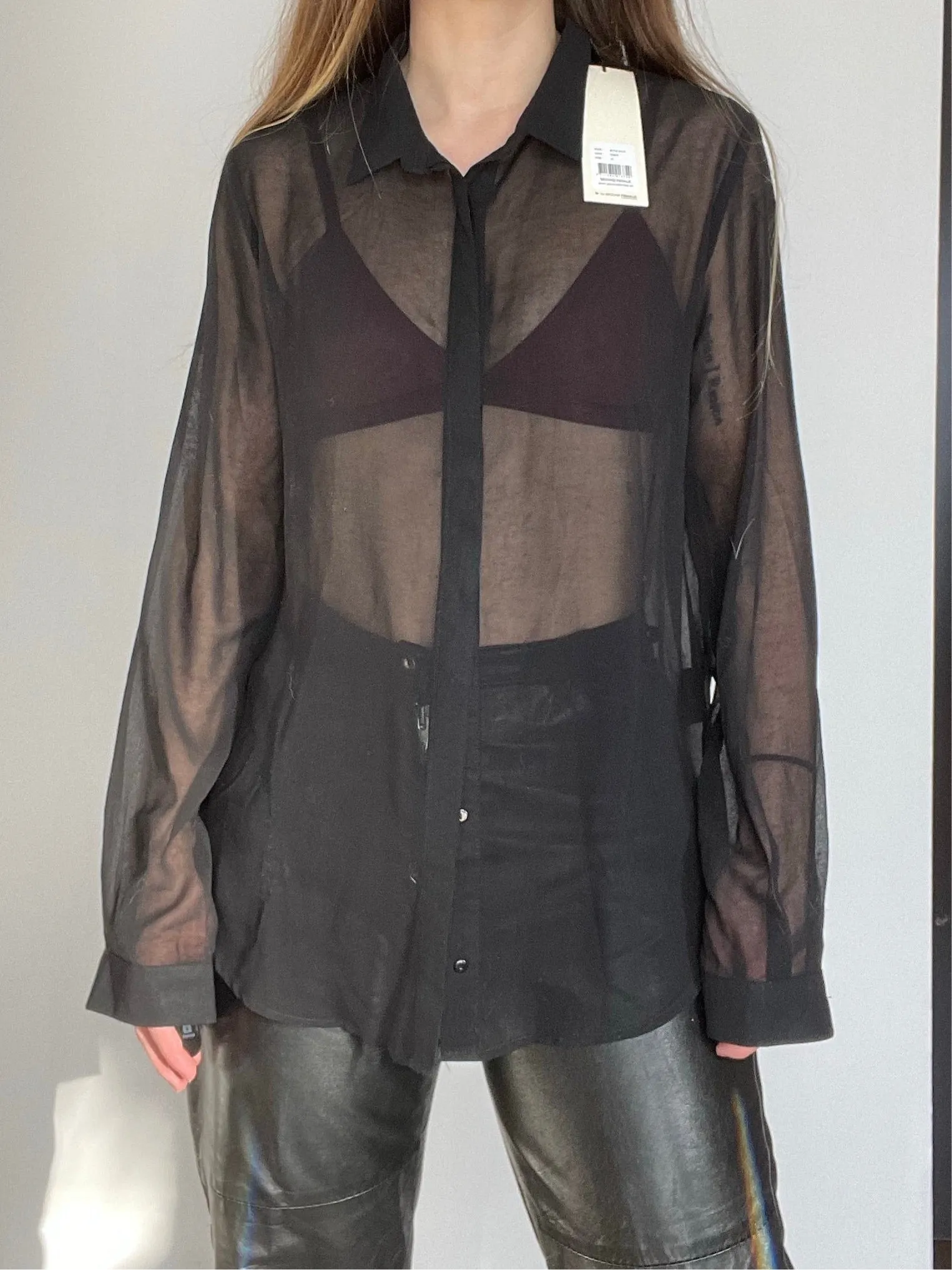 NWT Second Female Copenhagen Black Sheer Blouse - M