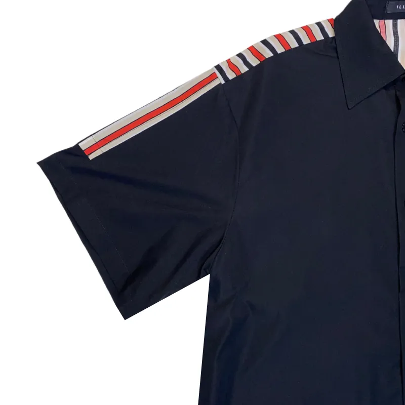 Oversized fit short sleeve shirt with striped back