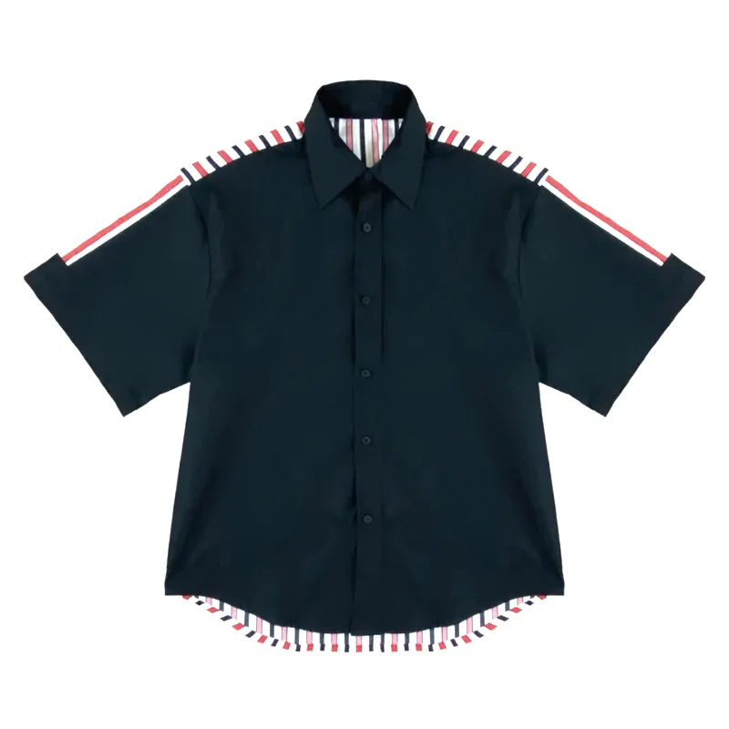 Oversized fit short sleeve shirt with striped back