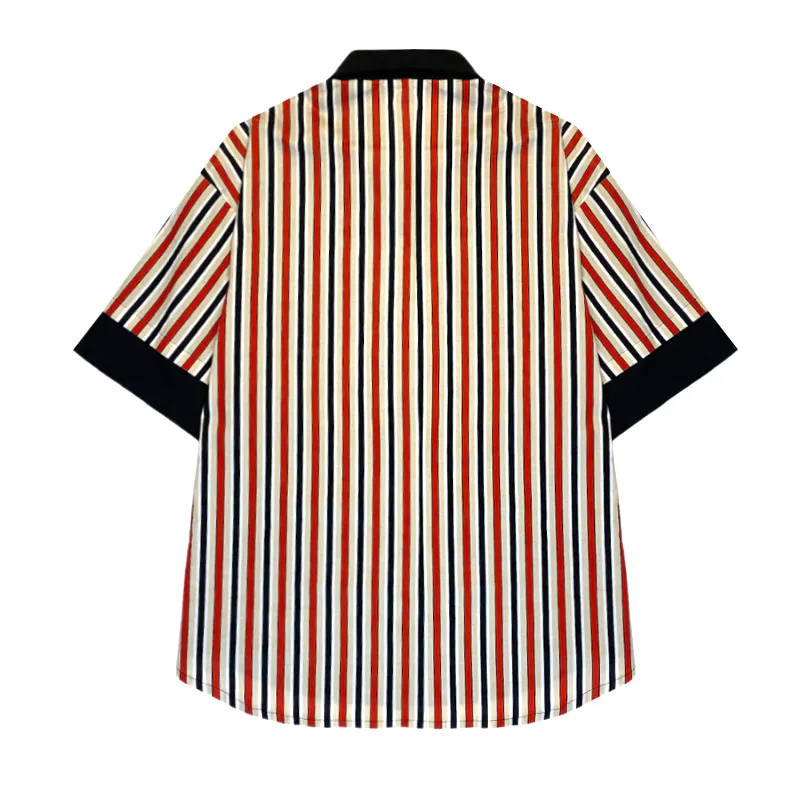 Oversized fit short sleeve shirt with striped back