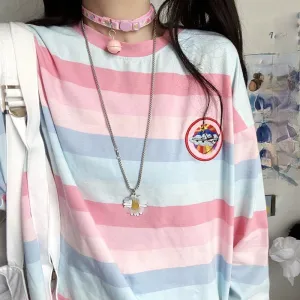 Pastel Striped Oversized Top