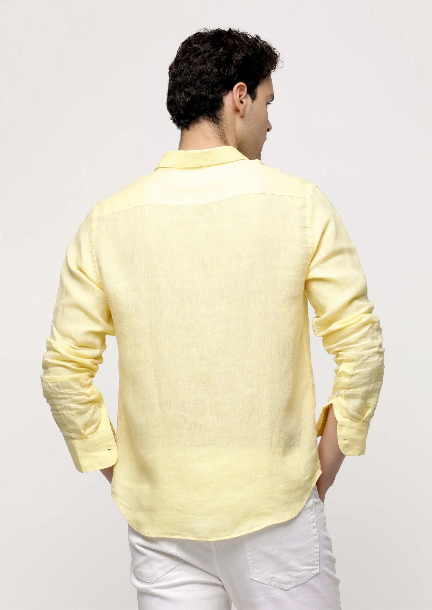 Pure Linen Shirt in Yellow