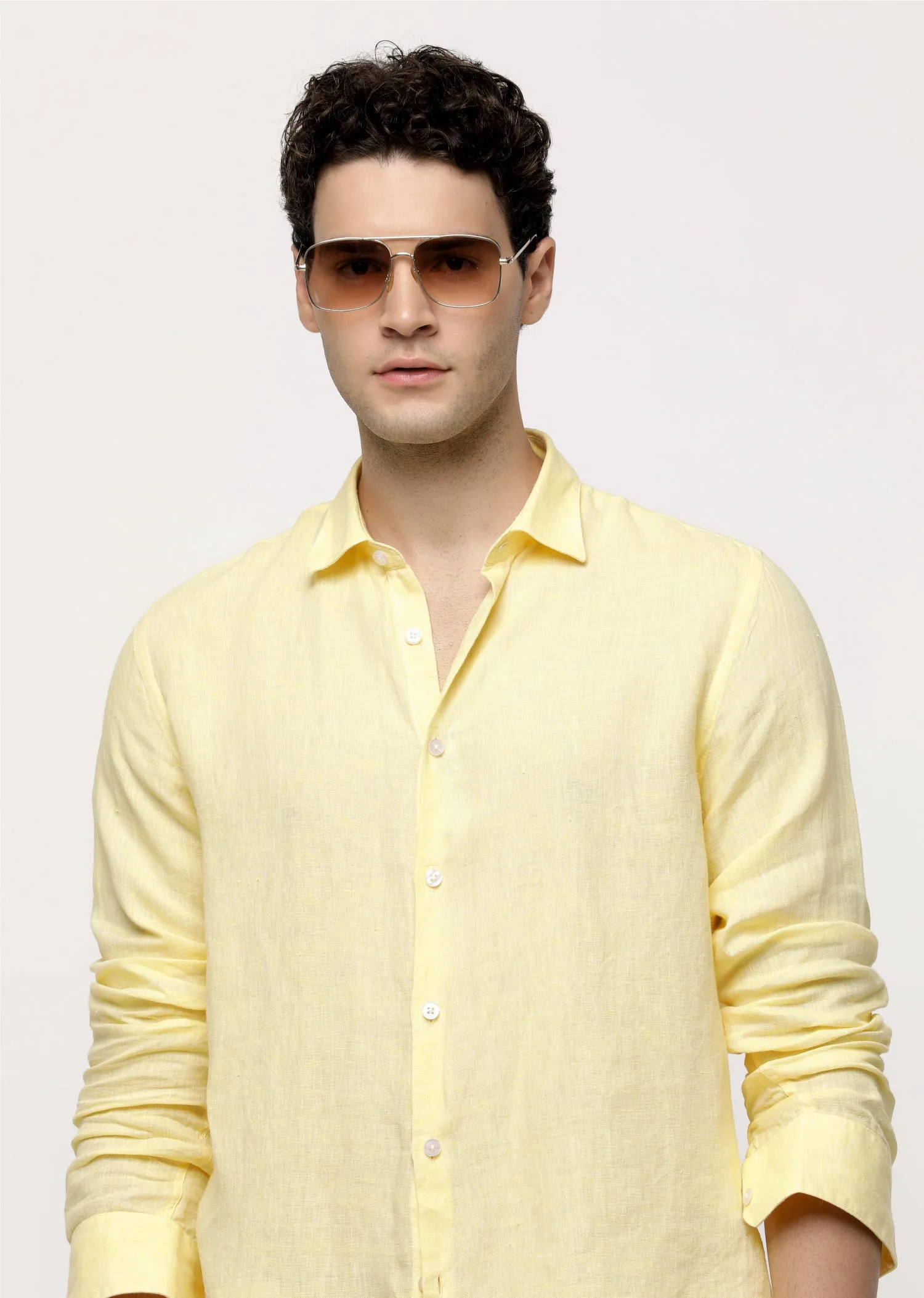 Pure Linen Shirt in Yellow