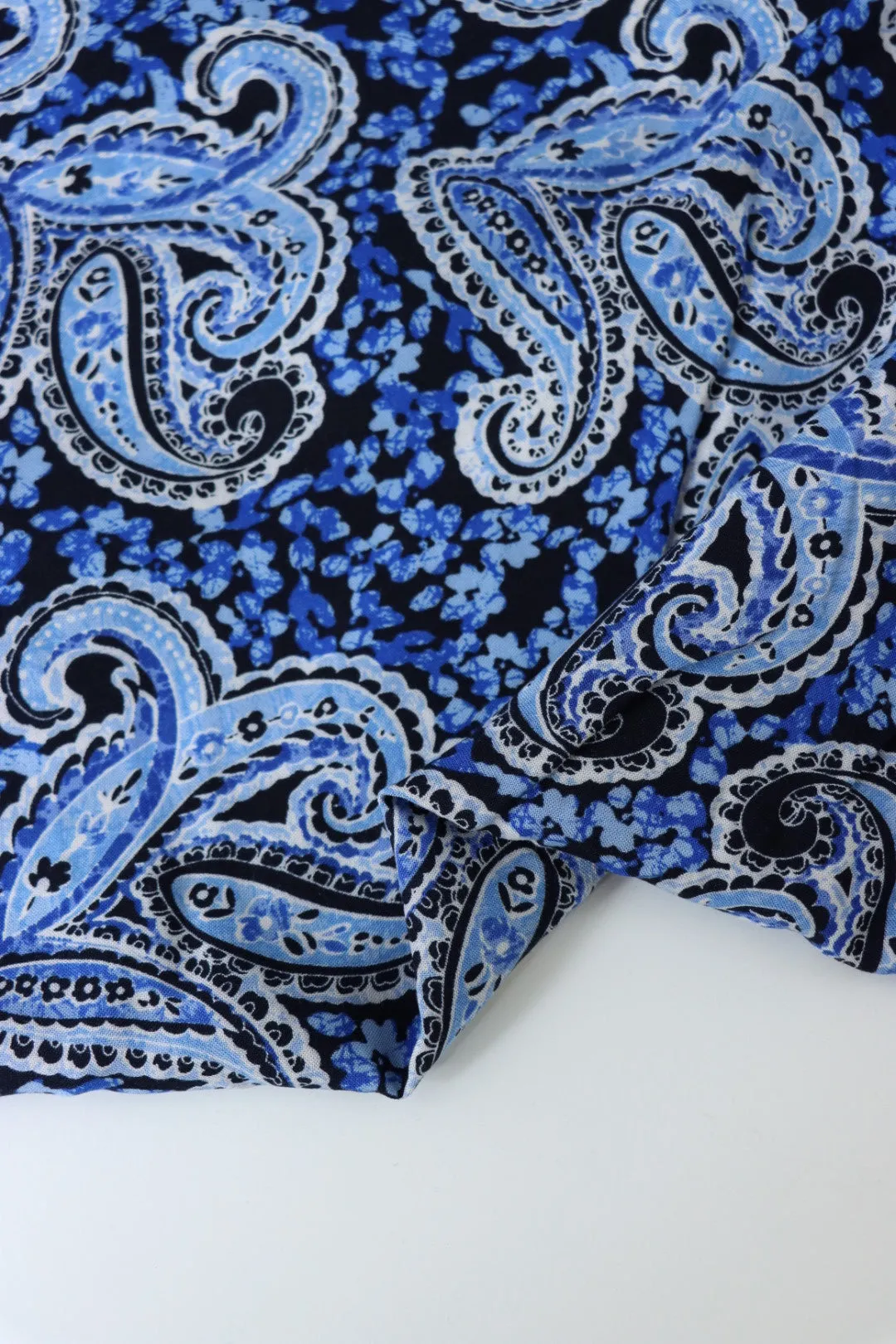 Royal Paisley on Black Rayon Challis