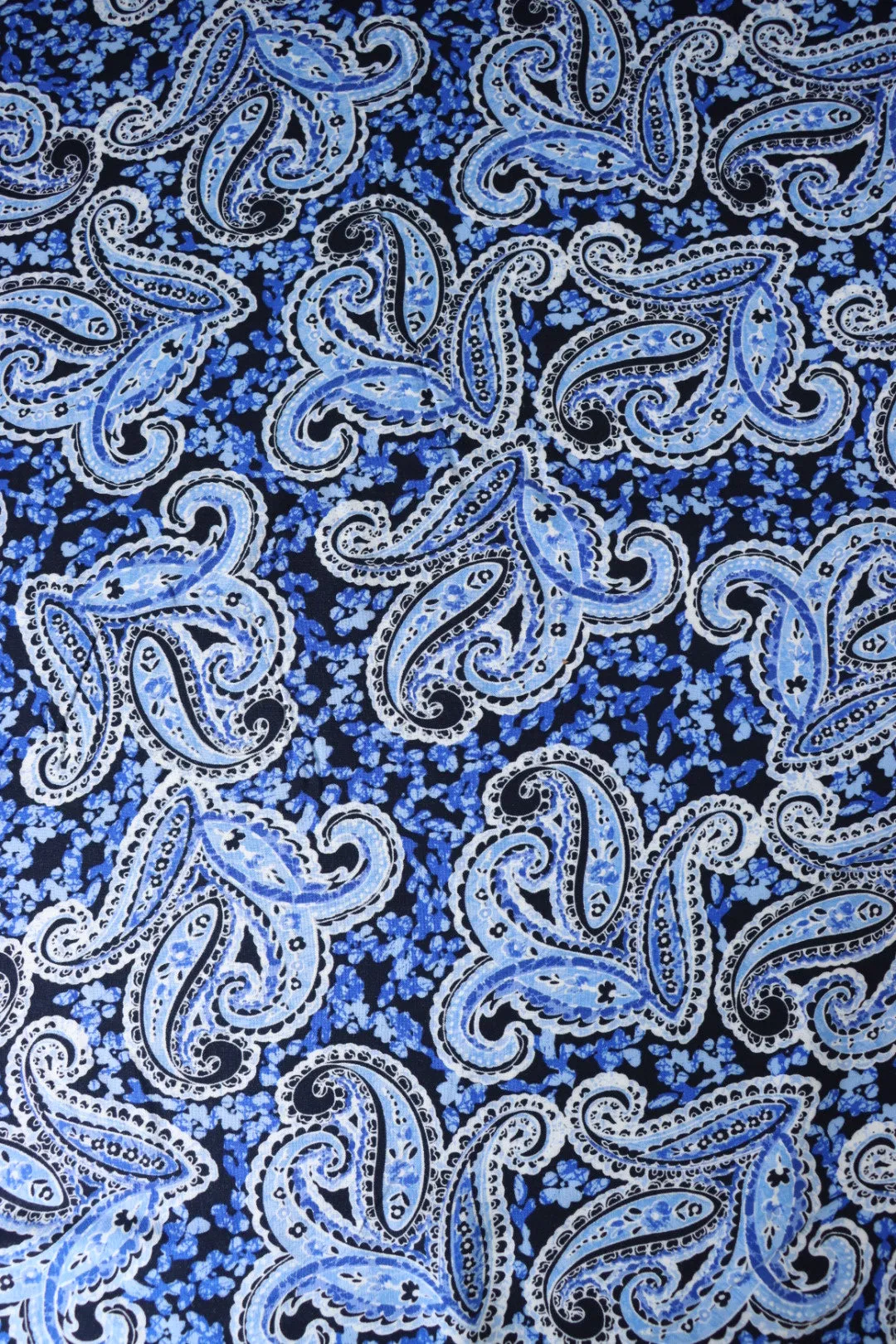Royal Paisley on Black Rayon Challis