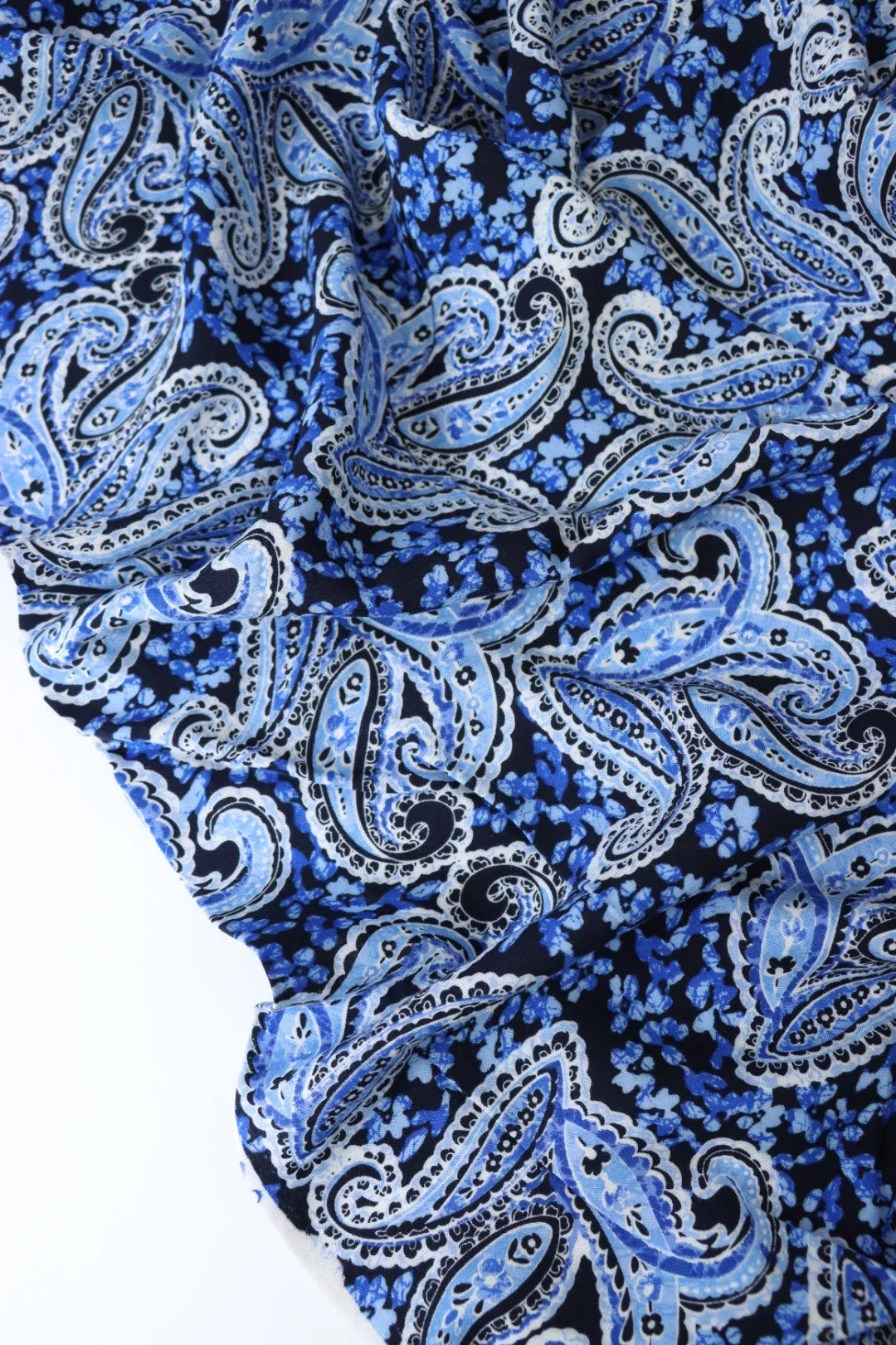 Royal Paisley on Black Rayon Challis