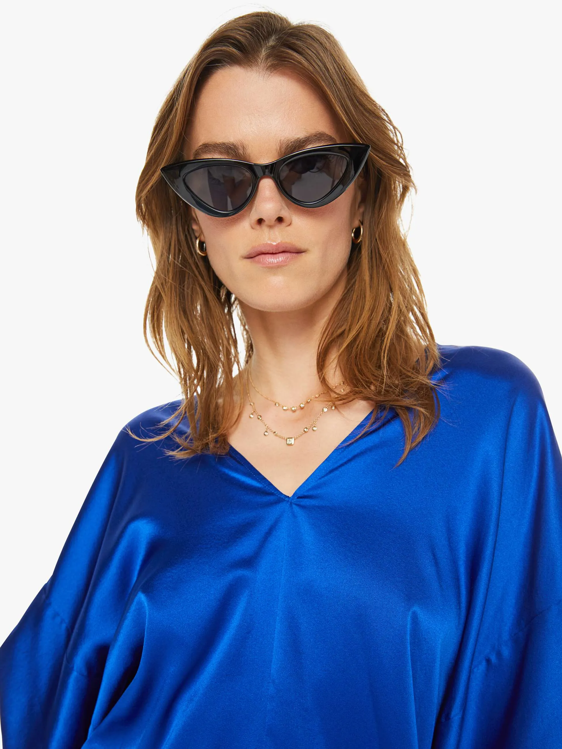 SABLYN Lido V-Neck Tee With Fold Back - Lapis