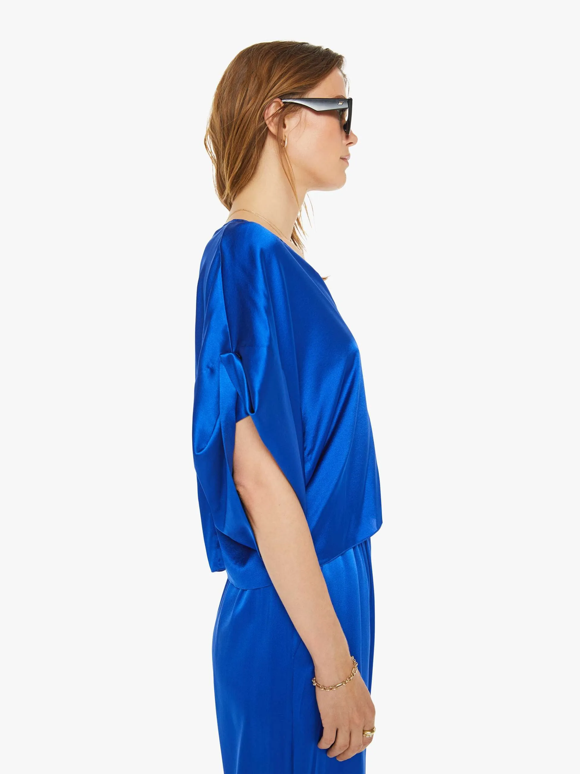 SABLYN Lido V-Neck Tee With Fold Back - Lapis