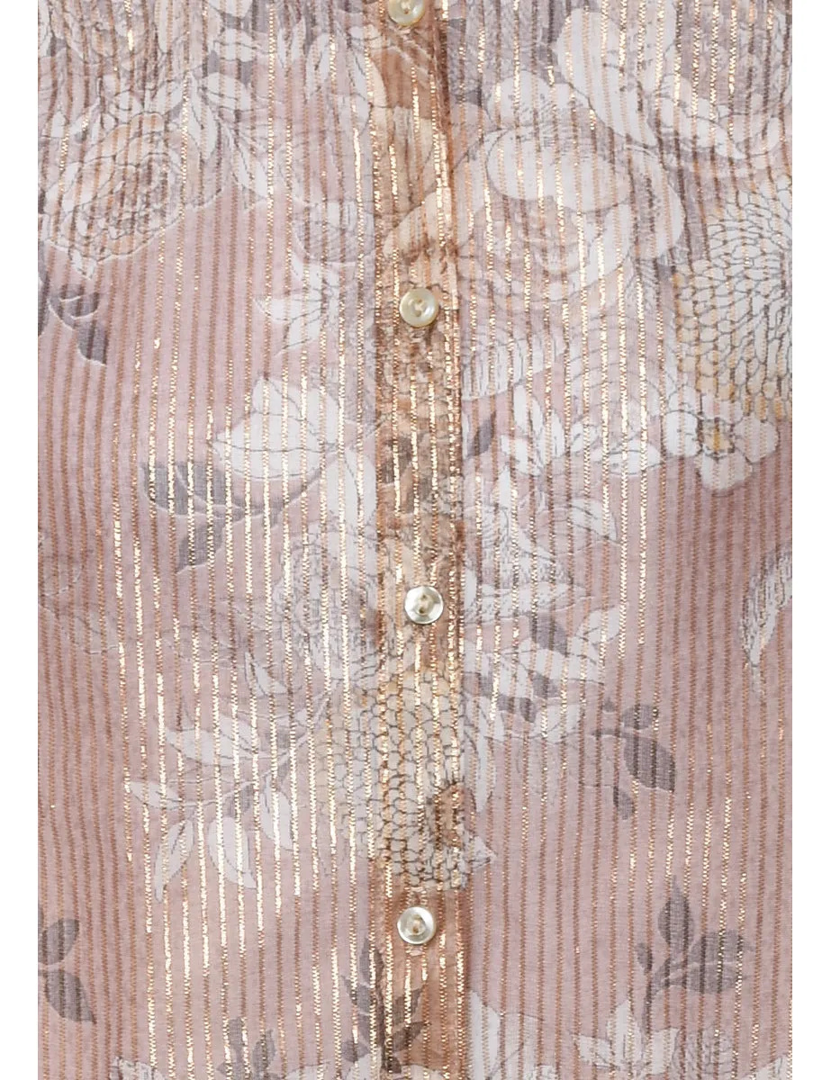 Sheer Effect Floral Blouse - L