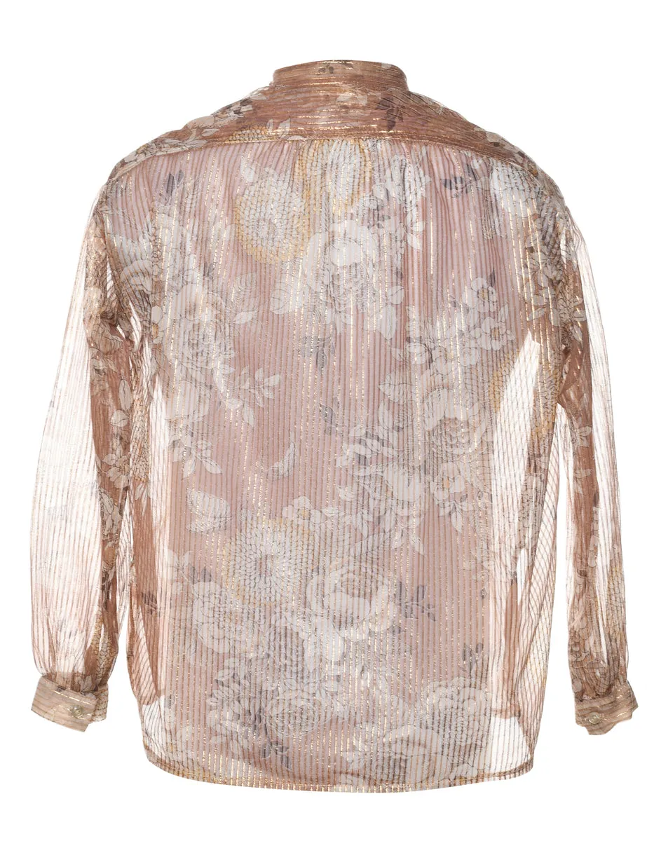 Sheer Effect Floral Blouse - L