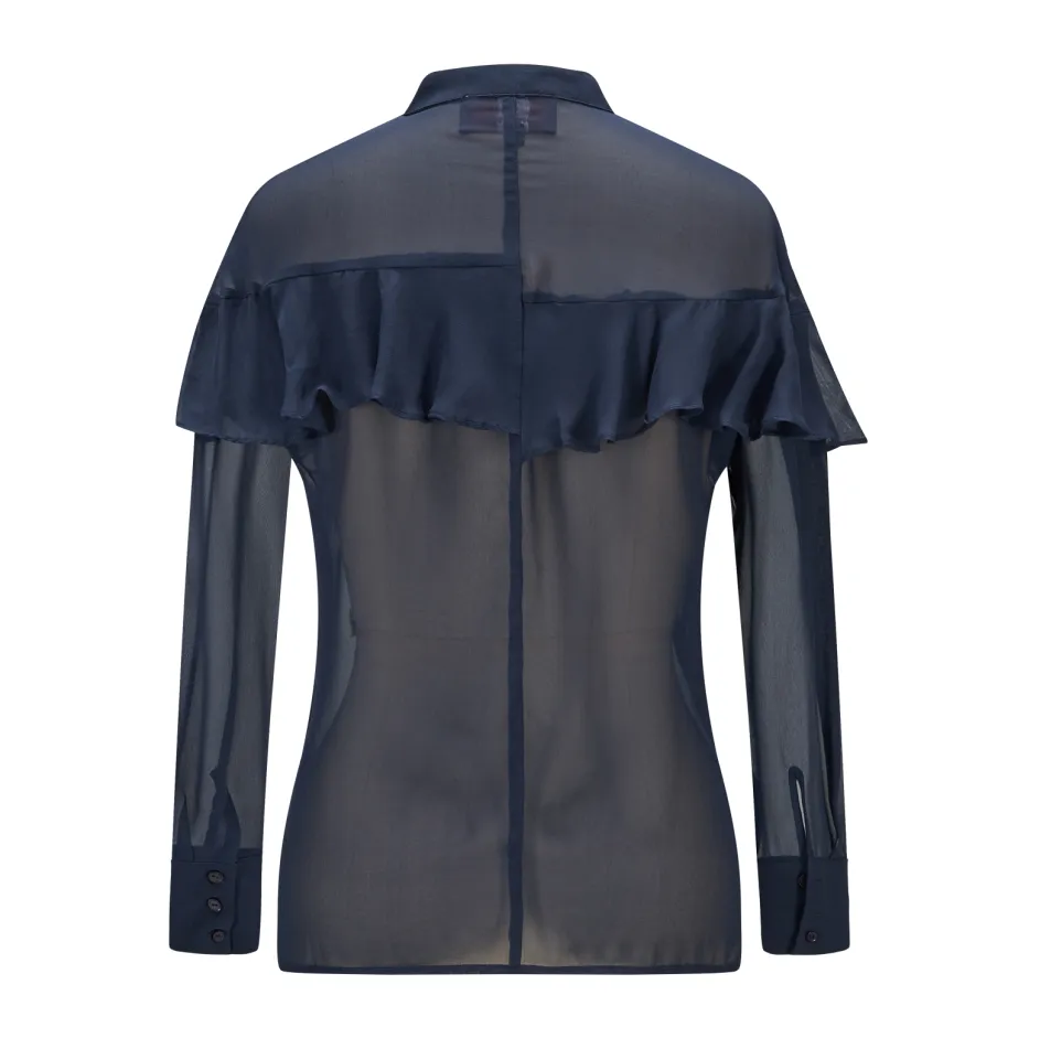 Silk blouse #BLS2102 - Navy silk Georgette