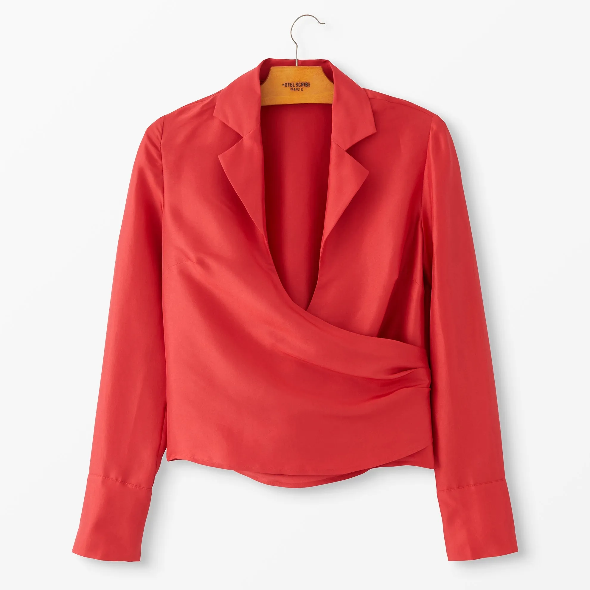 Silk Dupioni Wrap Blouse