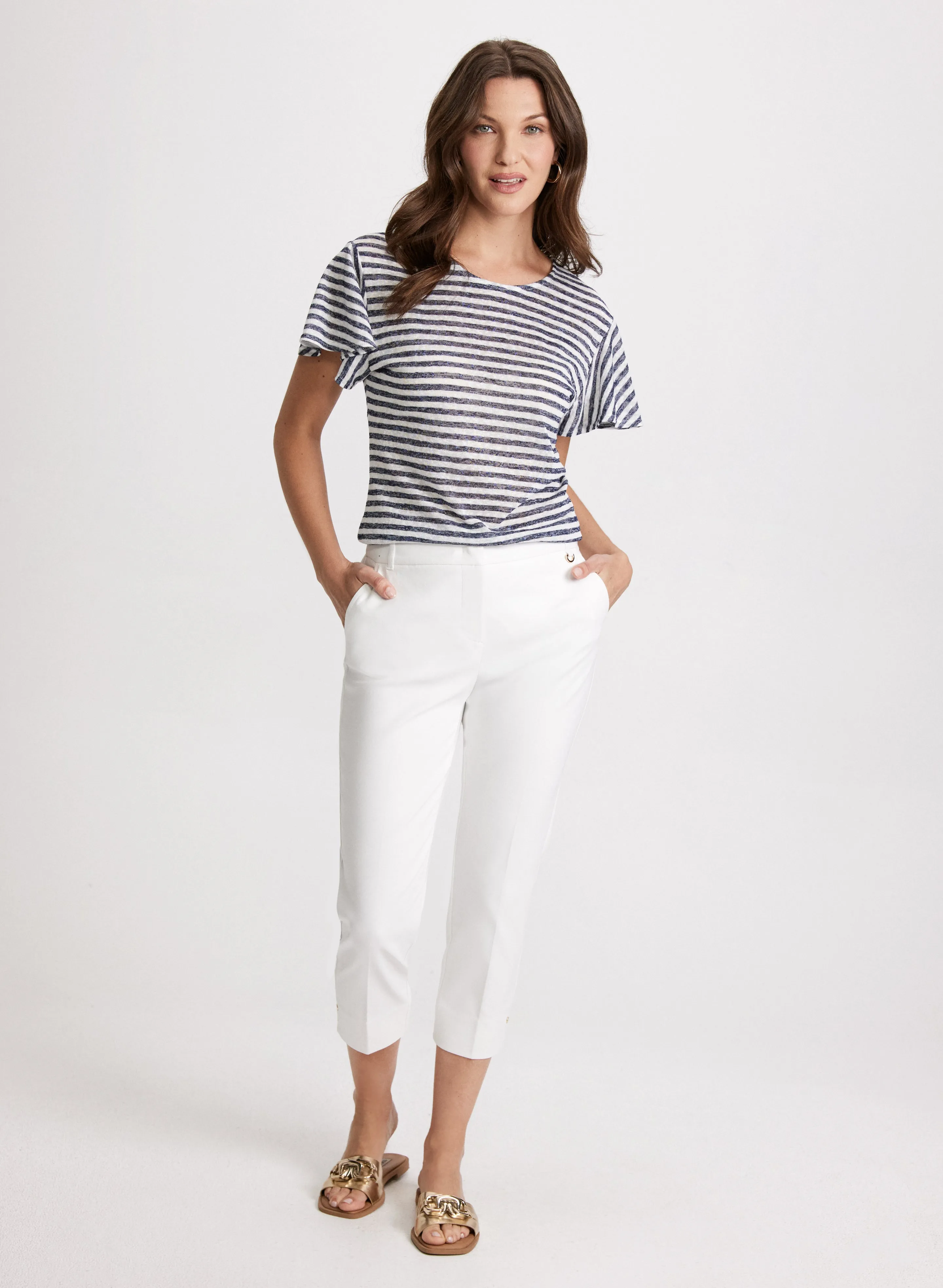 Striped Flare Sleeve T-Shirt