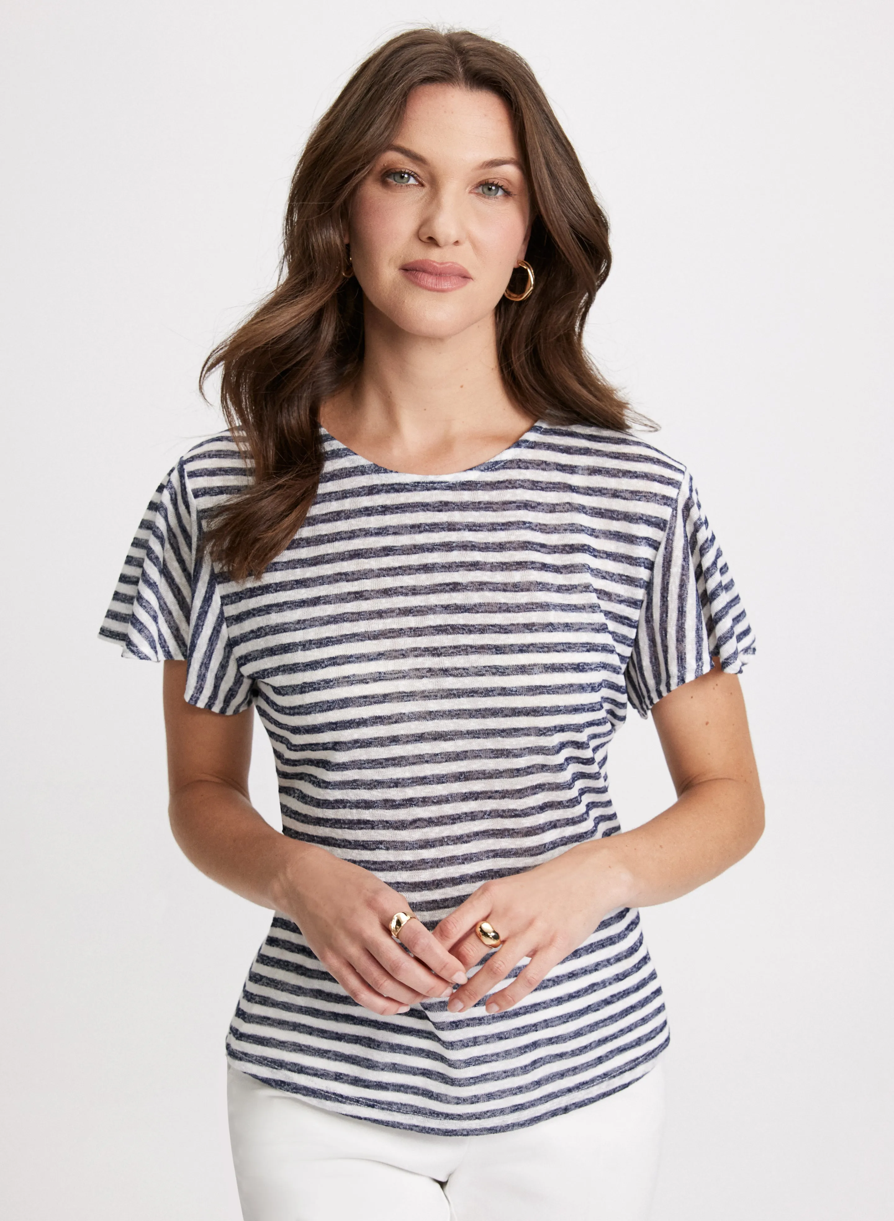 Striped Flare Sleeve T-Shirt