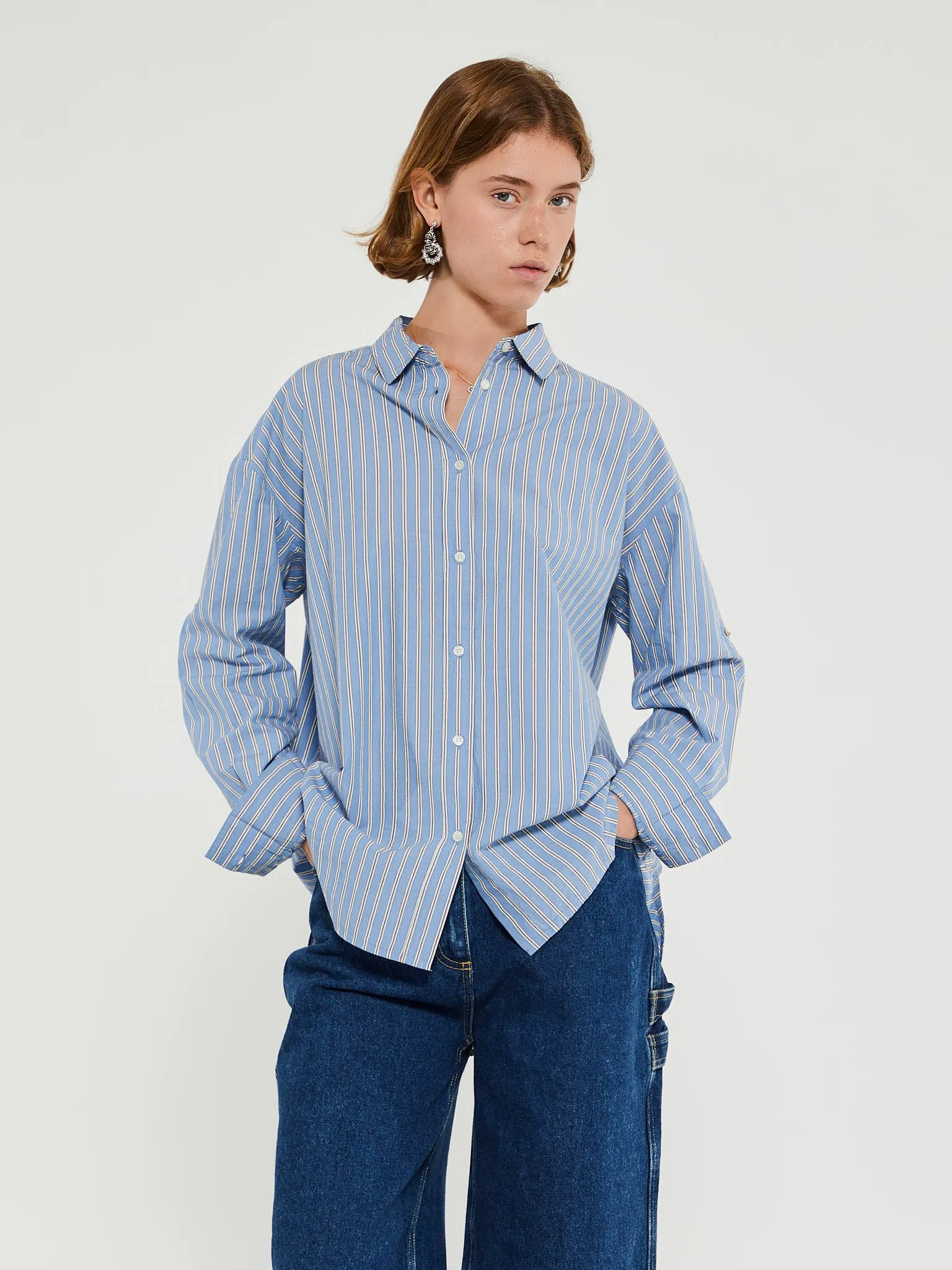 Striped Shirt in Mix Baby Blue