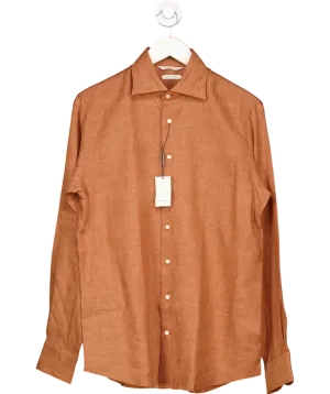 Suit Supply Orange Slim Fit Linen Shirt UK M