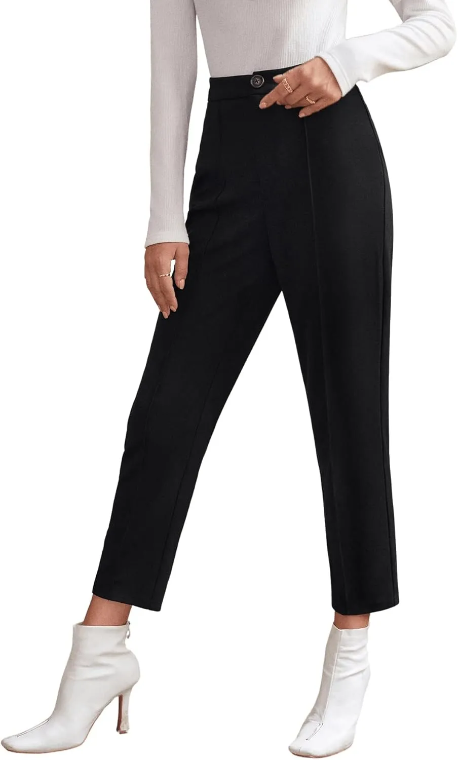 SweatyRocks Women's Vintage Plaid Casual Pocket Pants with Drawstring Elastic Waist
