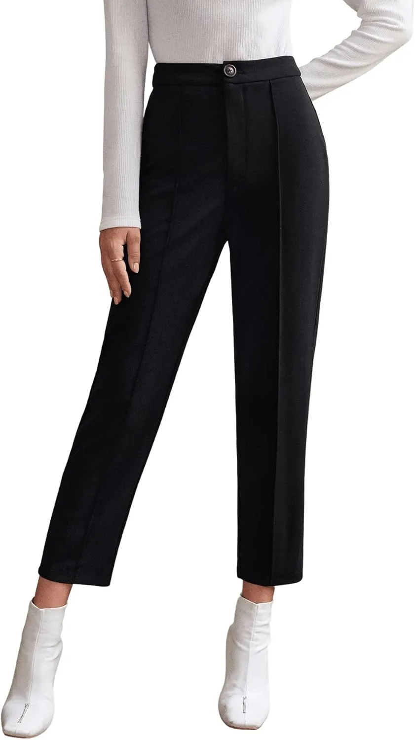 SweatyRocks Women's Vintage Plaid Casual Pocket Pants with Drawstring Elastic Waist