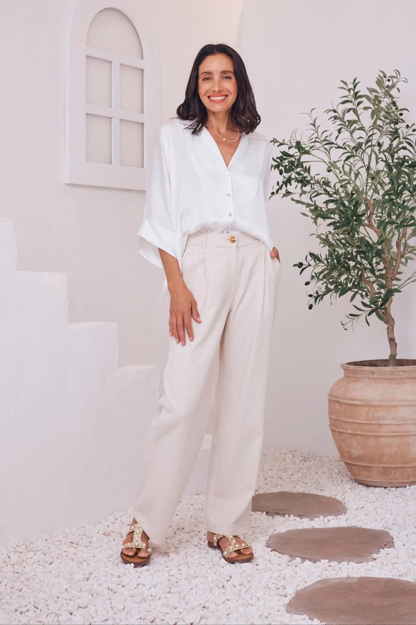 Tory Short Sleeve Collared Shirt White