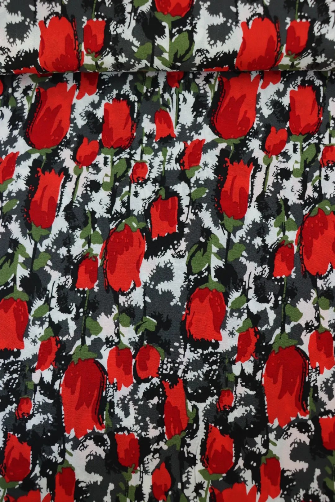 Tulip Garden (Red) Rayon Crepe