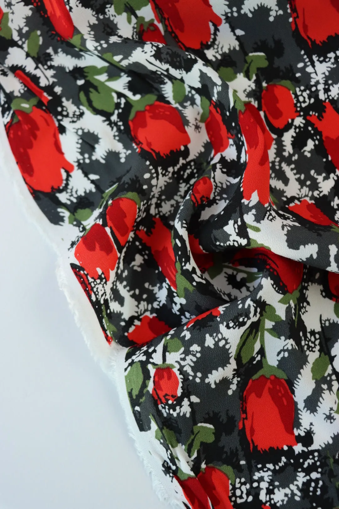 Tulip Garden (Red) Rayon Crepe